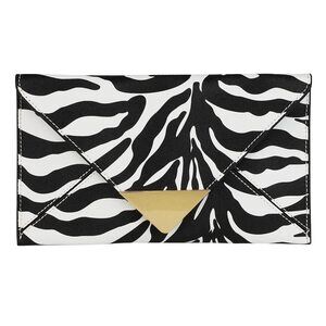 9087 Synthetic Leather Zebra Print Envelope Clutch with Detachable 21"